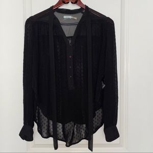 Black Sheer Textured Blouse by Kimchi Blue